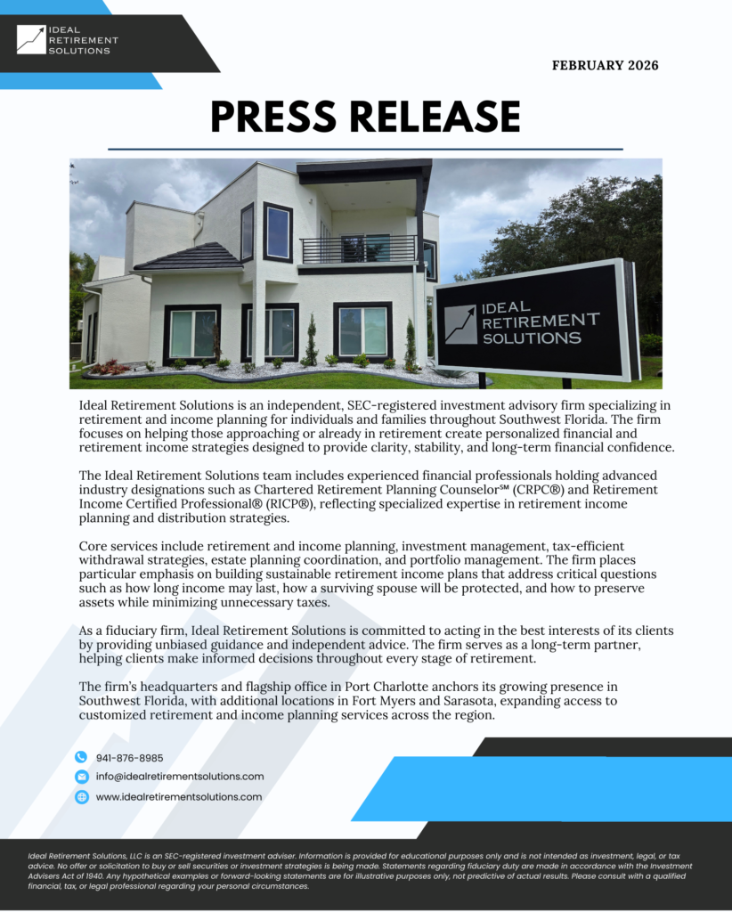 Ideal Retirement Solutions Charlotte County Press Release